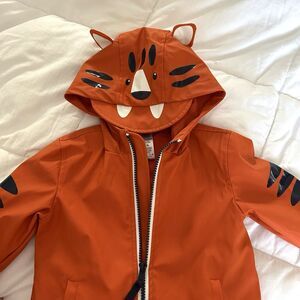Little Me Baby Boy Orange Tiger Raincoat Hood Lightweight Size 18M Toddler